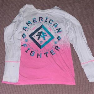 American fighter pink and white long sleeve